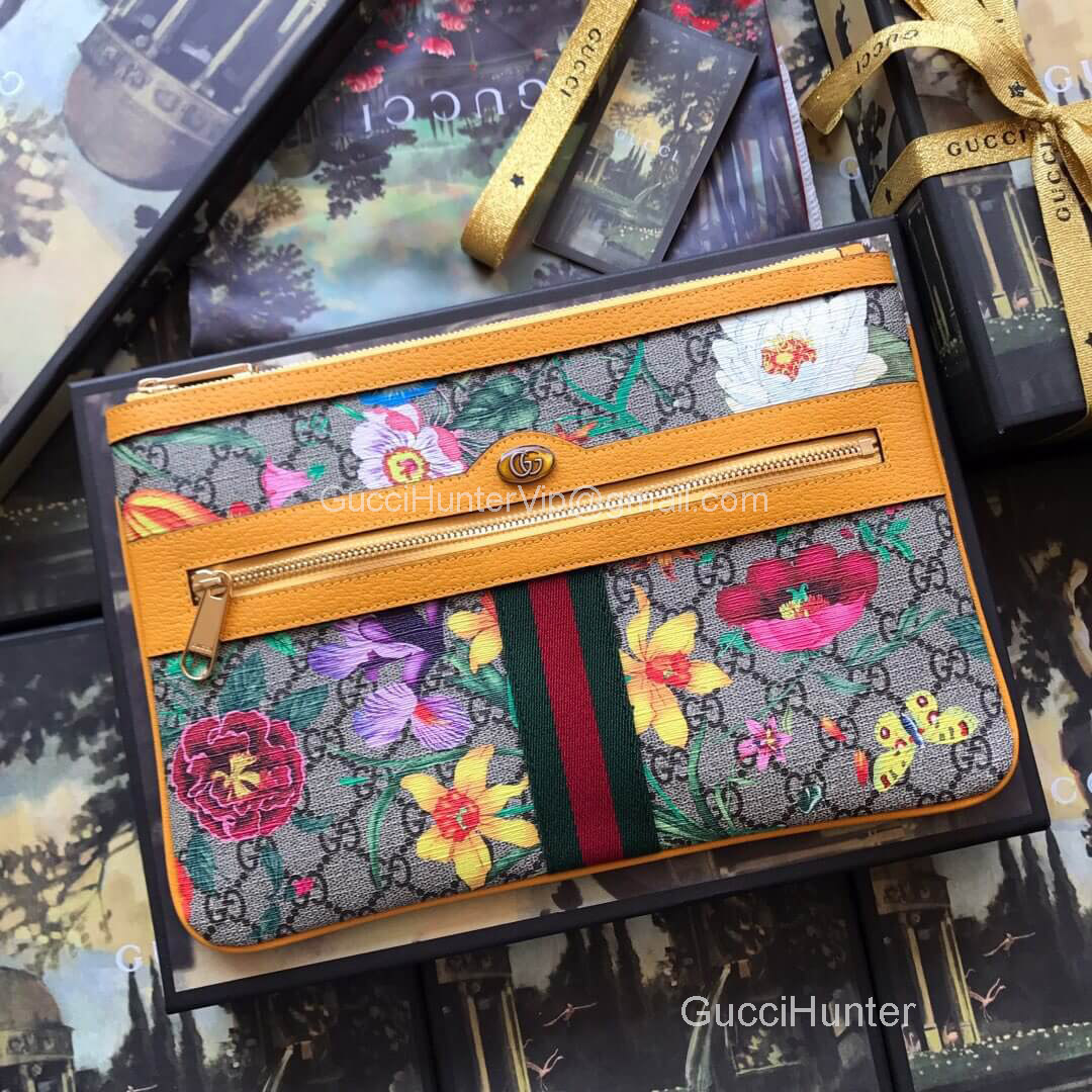 Gucci Ophidia GG Flora Pouch Yellow 517551